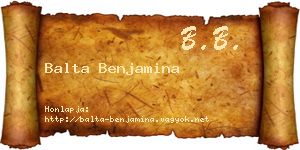 Balta Benjamina névjegykártya